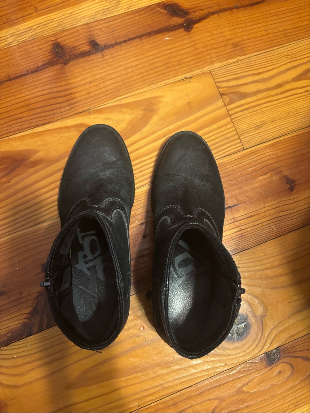 Black oiled look Ankle Boots